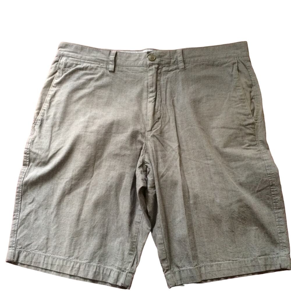 Men's BANANA REPUBLIC Emerson Shorts 35 Gray 100% Cotton Golf Classic Academia